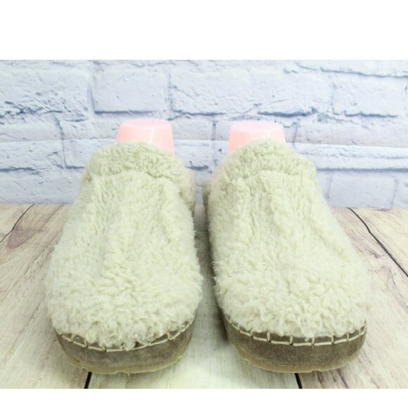 LL Bean White Knit Shearling Lined Water Resistant Cozy Slippers Size 11 M - Picture 4 of 9